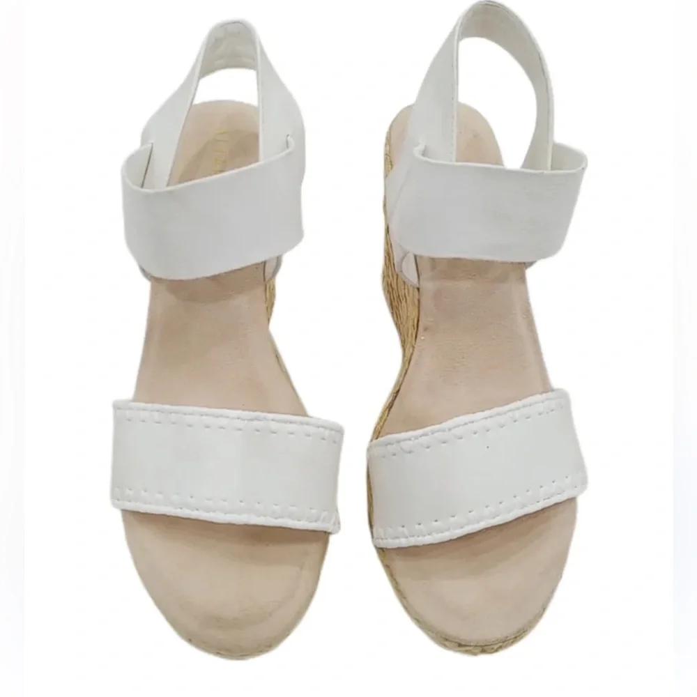Altar'd State,White/Tan Wedge Sandals, Versatile, Soft Foot Pad,Size 8.5